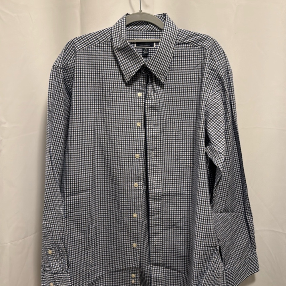 Club Room gingham check button collar dress shirt